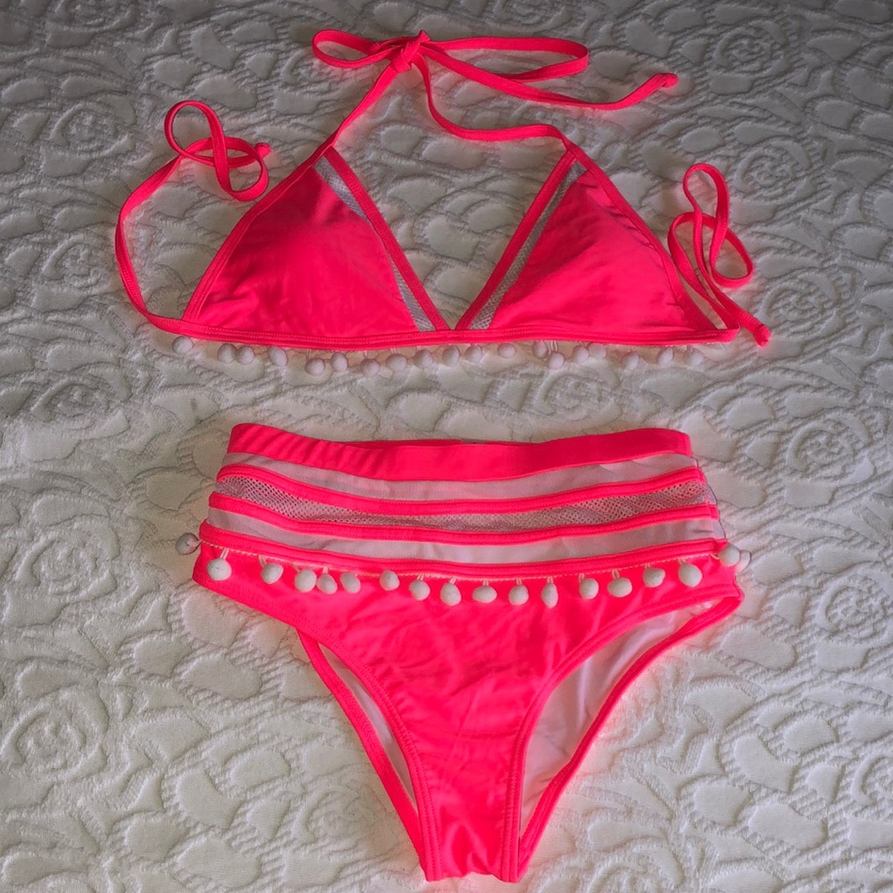 Pink Lily hot pink bikini - top size Med, bottom size Small